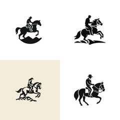 Riding horse logo design vector illustration