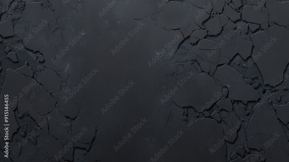 Poster a dark, cracked surface showcases intricate textures, illuminated softly to highlight its unique pat