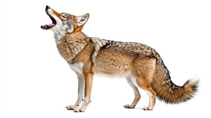 Obraz premium Coyote Howling at the Full Moon Under the Starry Night Sky - Beautiful Wildlife Scene
