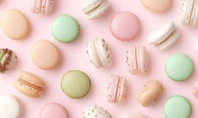 Fototapeta premium a poster of italian macarons and different toppings, Generative AI