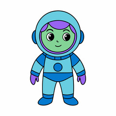 Space Pilot Set white art vector illustration