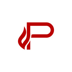 a combination of fire and initials, or letters, or alphabet, or numbers in the form of a logo and vector in red color for business purposes and others
