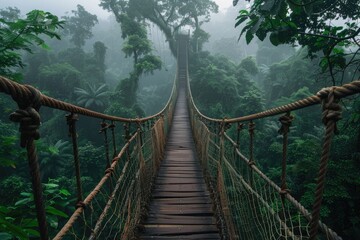 Obraz premium Rope bridge in the jungle,traveling and nature.