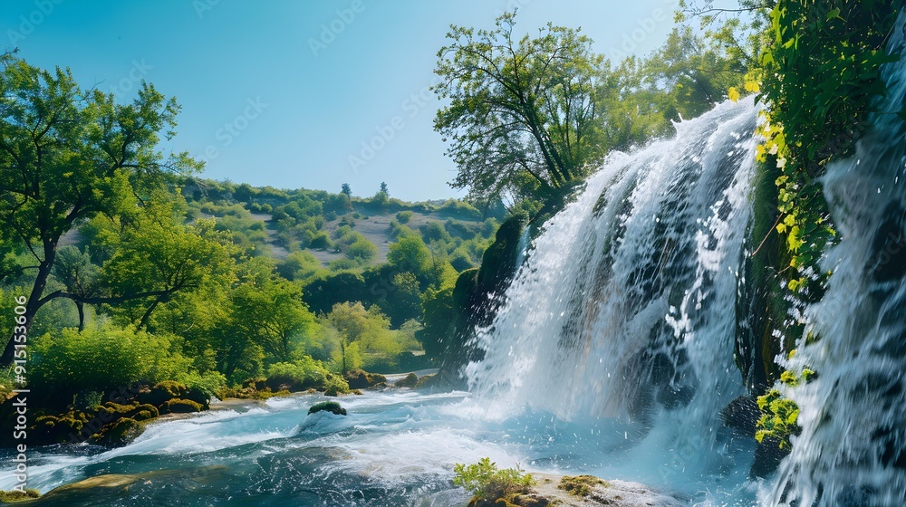 Canvas Prints a stream from a waterfall falling