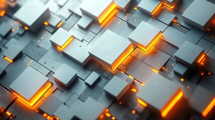 Minimalist abstract background featuring white square shapes with a futuristic design, ideal for presentations