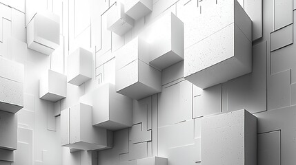 Minimalist abstract background featuring white square shapes with a futuristic design, ideal for presentations