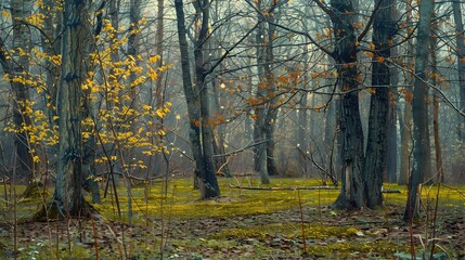 The forest awakens after winter the trees