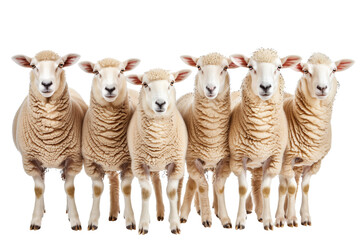 Group of sheep isolated on white background Wildlife Herd Concept