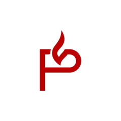 a combination of fire and initials, or letters, or alphabet, or numbers in the form of a logo and vector in red color for business purposes and others