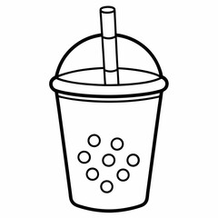 Delicious Boba Tea line art vector