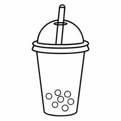 Delicious Boba Tea line art vector