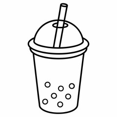 Delicious Boba Tea line art vector