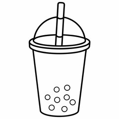 Delicious Boba Tea line art vector