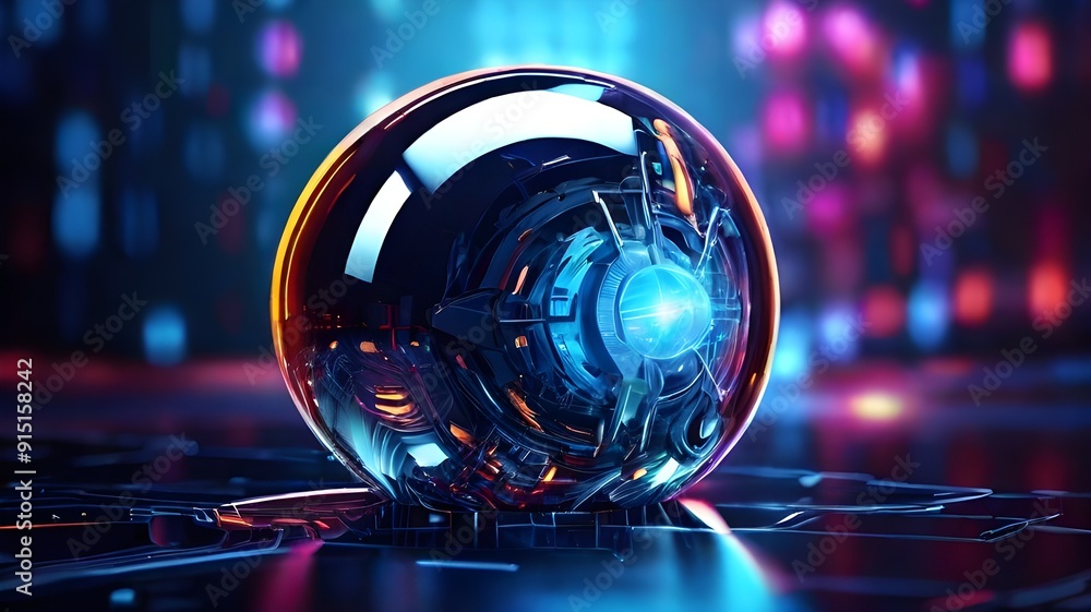 Poster artificial intelligence has produced an abstract notion for creativity vision with a bright light bl