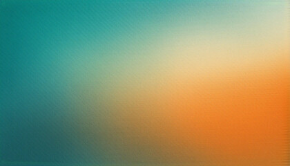 Obraz premium Serene Gradient Horizon. Tranquil Blend of Cool Teal Fading into Warm Sunset Orange, Textured Abstract Backdrop Banner with Copy Space