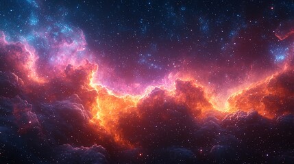 Fototapeta premium Colorful nebula cloud in deep space, with brilliant hues and twinkling stars, perfect for a celestial background