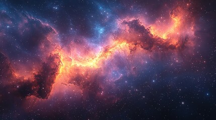 Obraz premium Vibrant galaxy nebula with swirling colors and stars, creating a stunning cosmic night wallpaper