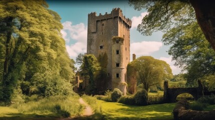 Ancient Castle in a Lush Forest