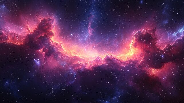 Colorful nebula cloud in deep space, with brilliant hues and twinkling stars, perfect for a celestial background