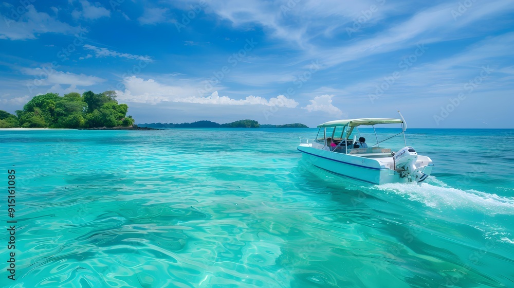 Wall mural Boat excursion on the turquoise waters