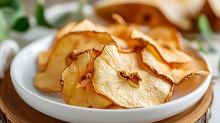 Apples cut into slices lie on a white