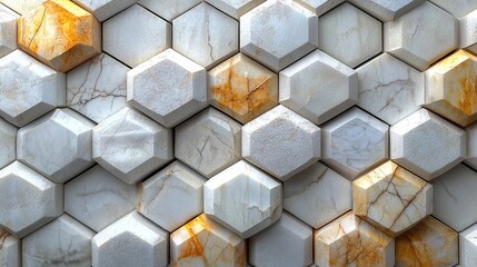 Subtle and elegant design with light-colored hexagonal stones creating a refined and minimalist wallpaper
