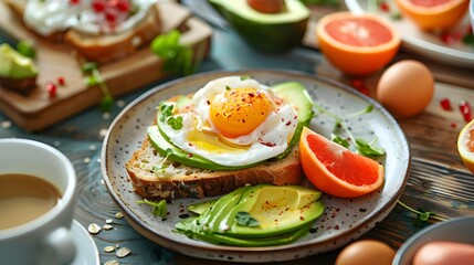Crispy toast served on a plate with avocado
