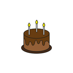 Birthday cake with candles isolated on white background vector illustration.