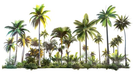 Large tropical palm trees, white background, png, Ai generated for ads