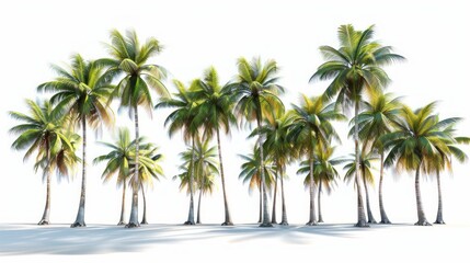 Obraz premium Large tropical palm trees, white background, png, Ai generated for ads