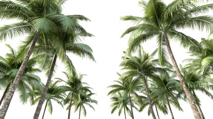 Obraz premium Large tropical palm trees, white background, png, Ai generated for ads