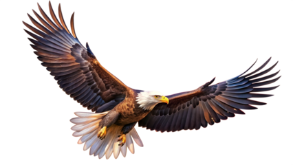 Bald Eagle flying on a transparent background
