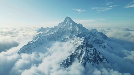 Naklejka premium A majestic mountain peak surrounded by a sea of clouds.