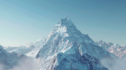 Obraz premium A majestic mountain peak under a clear sky.