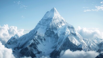 A majestic mountain peak under a clear sky.