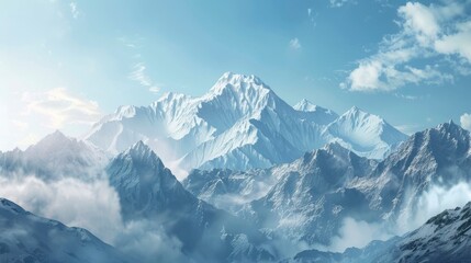 Fototapeta premium A majestic mountain range with snow-capped peaks.
