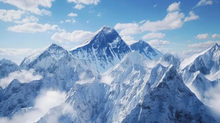 Fototapeta premium A majestic mountain range with snow-capped peaks.