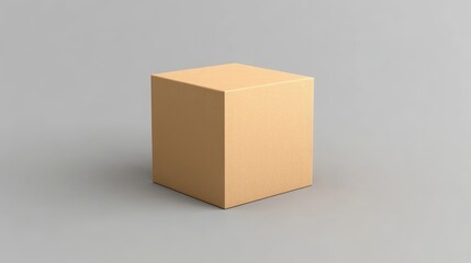 Obraz premium A simple brown cardboard box on a plain grey background.