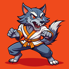 wolf fight karate logo combat sport judo sambo