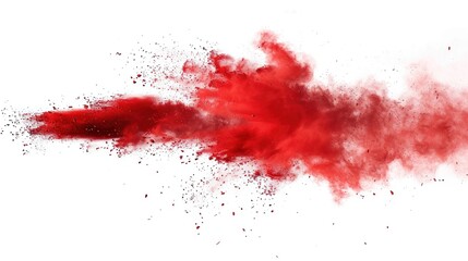 Red Powder Explosion on White Background