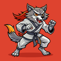 wolf fight karate logo combat sport judo sambo