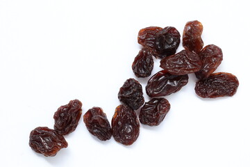 Dried grapes fruits isolated on white background