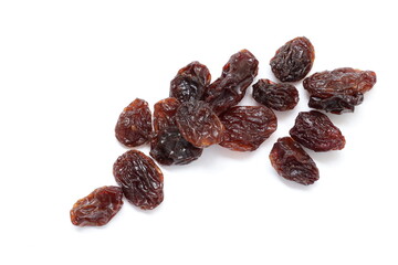 Dried grapes fruit on white background 