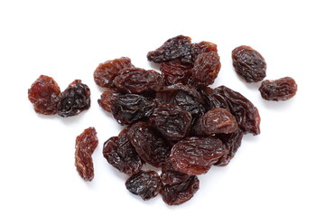 Dried grapes fruits on white background 