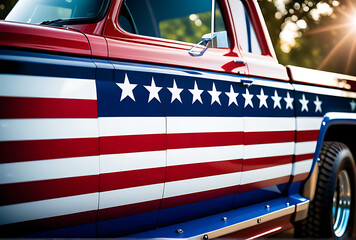 american flag painted side old pickup truck