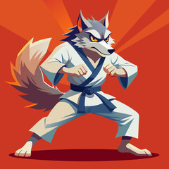 wolf fight karate logo combat sport judo sambo