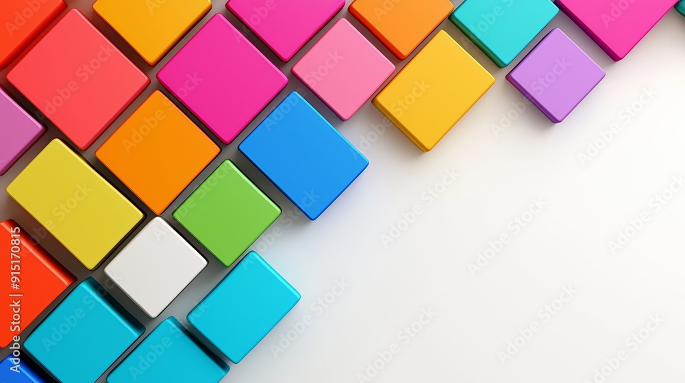 Poster a colorful array of blocks with a white background. the blocks are arranged in a way that creates a 