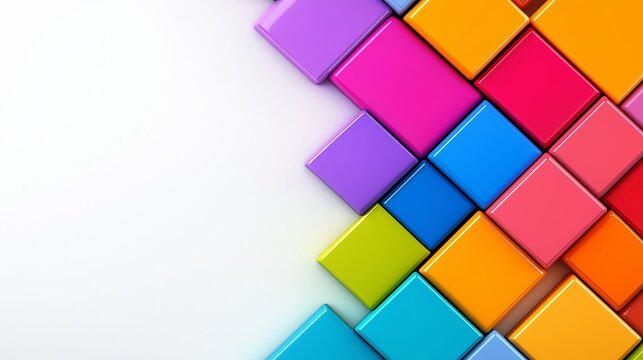 A colorful background with a white border. The background is made up of many different colored blocks. The blocks are arranged in a way that creates a sense of movement and energy - Powered by Adobe