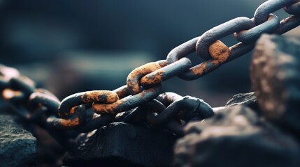 Rusty Chain On Rocks