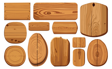 Naklejka premium 木製看板ベクターイラストセット